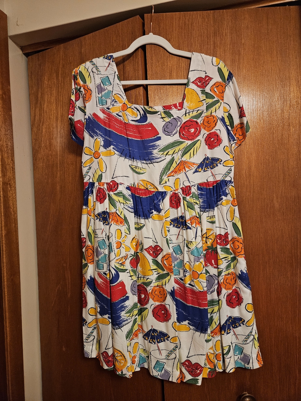 Vintage Multicolor Floral Print Scoop Neck Women’s Dress, Beck Sport, Sz M